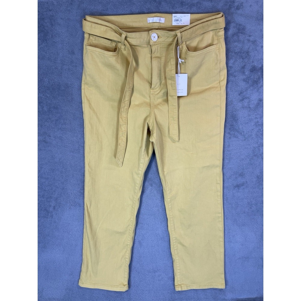 New Lauren Conrad Jeans Womens 18 Plus Naples Gold High Rise‎ Slim Straight Belt